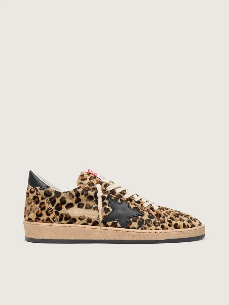 Ball Star Donna in cavallino leo con stella e talloncino in pelle nera