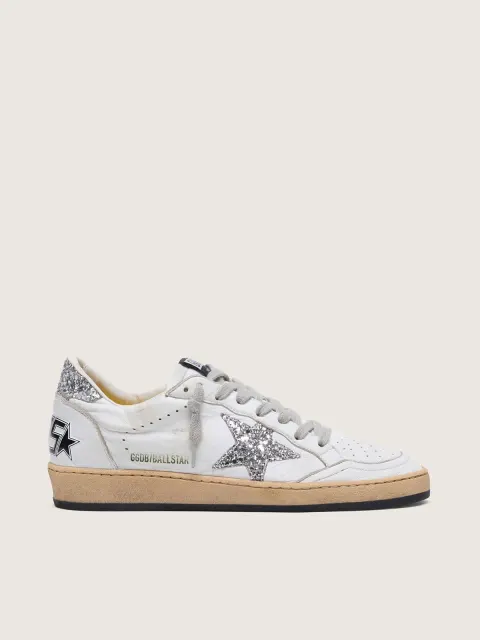 Ball Star Donna in nappa con stella e talloncino glitter argento