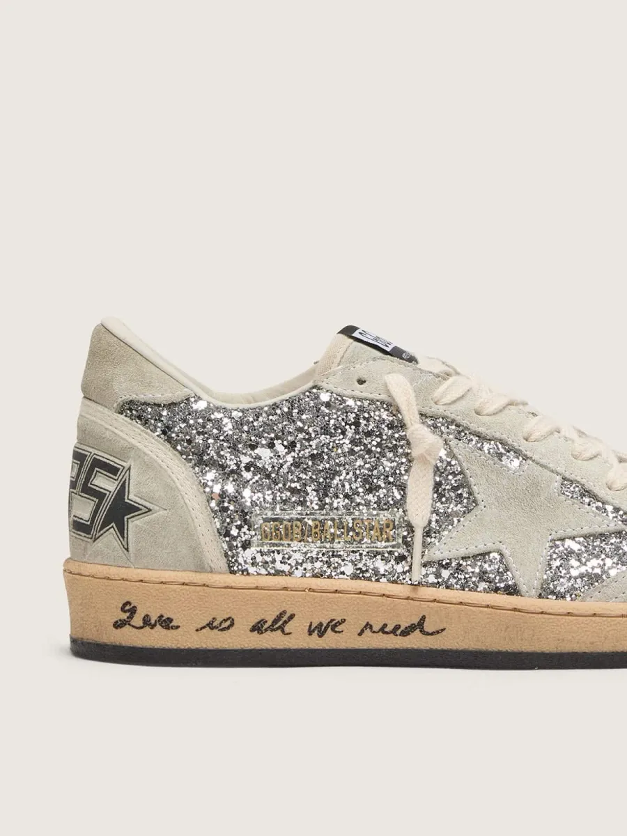 Ball Star Donna in glitter argento con inserti in suede ghiaccio