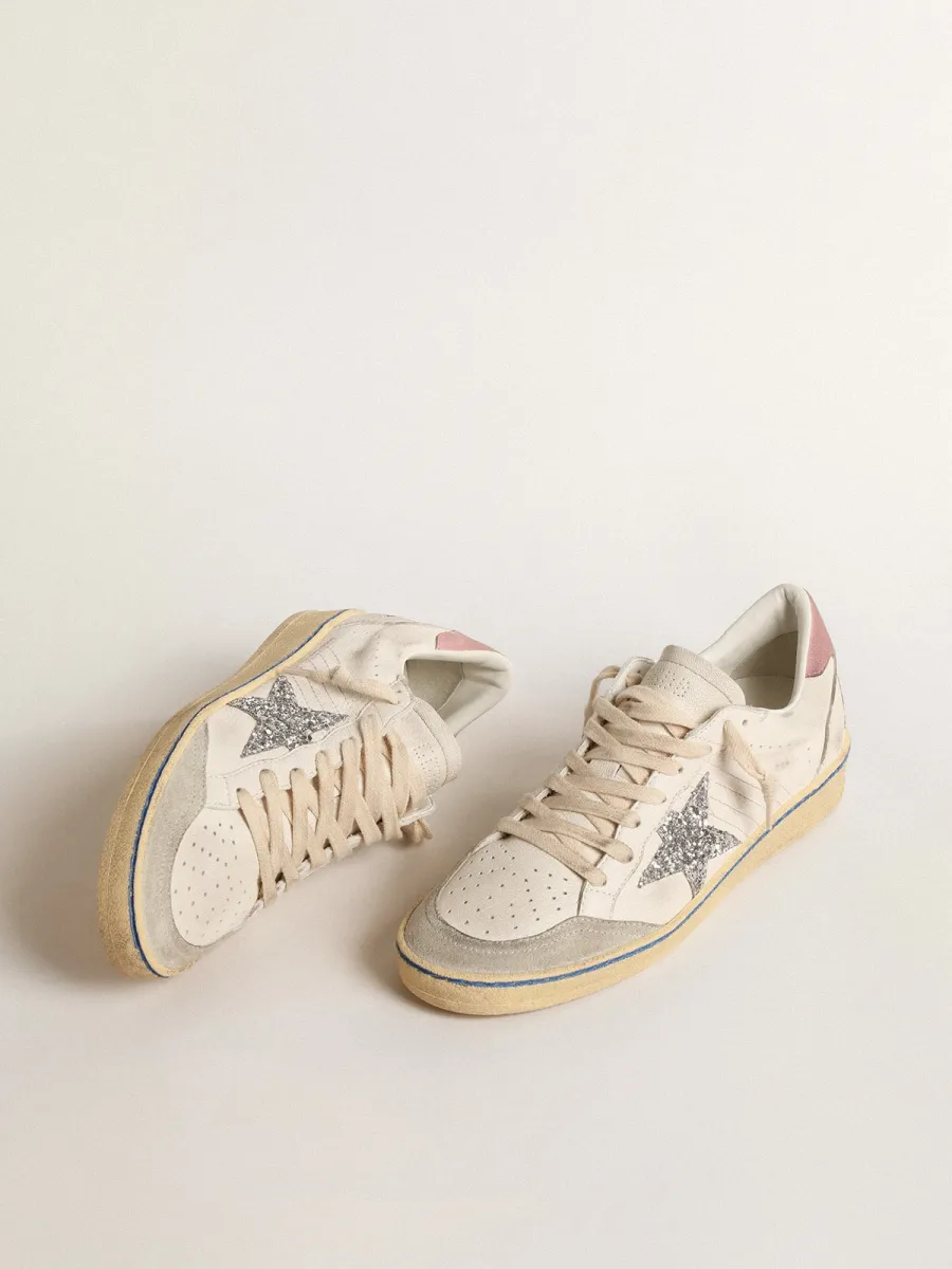 Ball Star con stella in glitter e talloncino in suede rosa