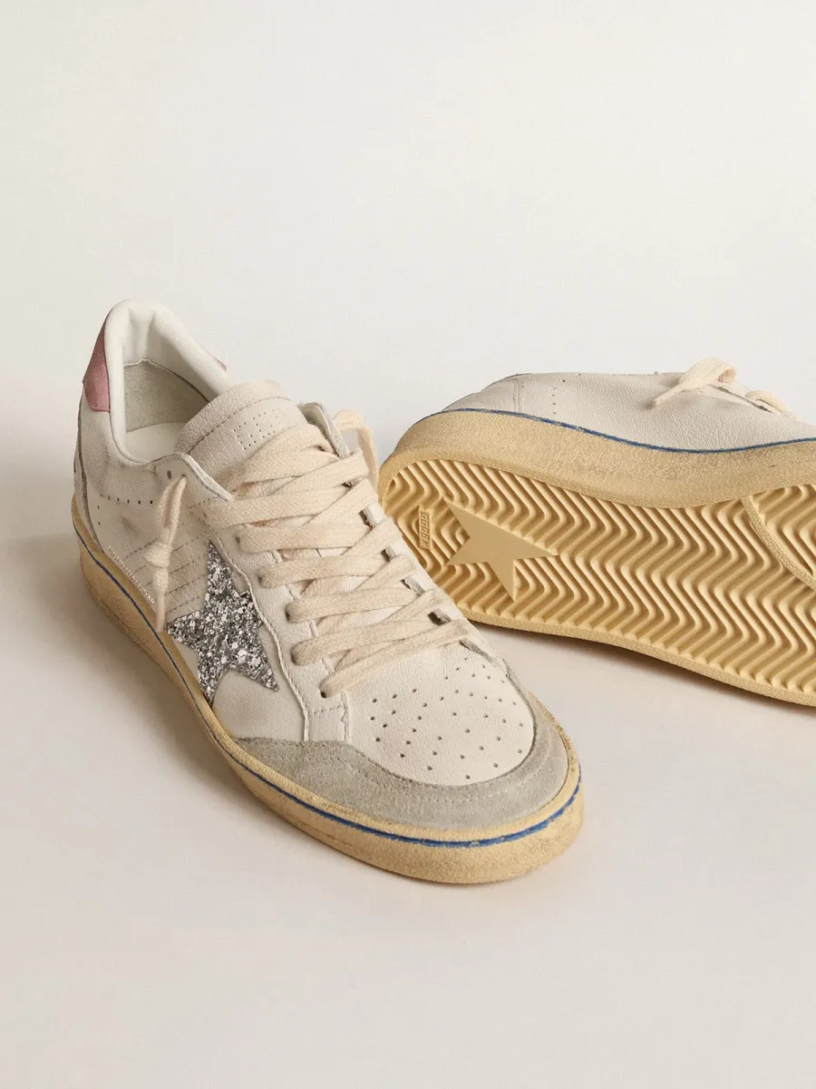 Ball Star con stella in glitter e talloncino in suede rosa
