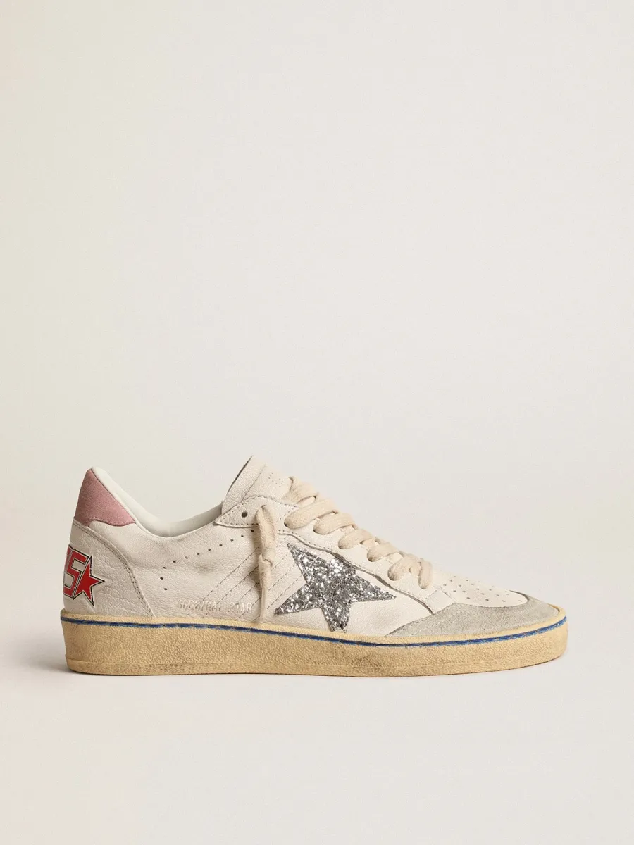 Ball Star con stella in glitter e talloncino in suede rosa