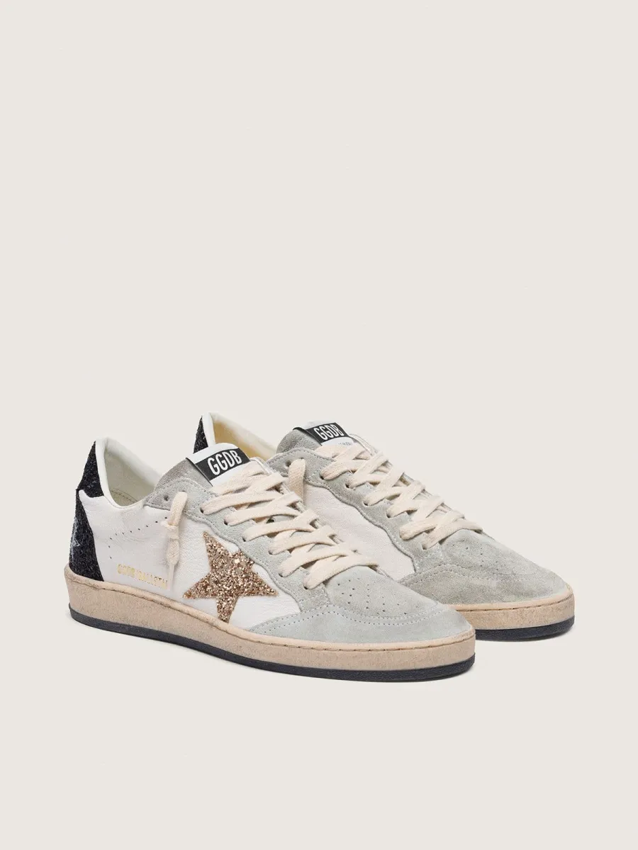 Ball Star Donna in nappa e suede con stella in glitter e talloncino nero