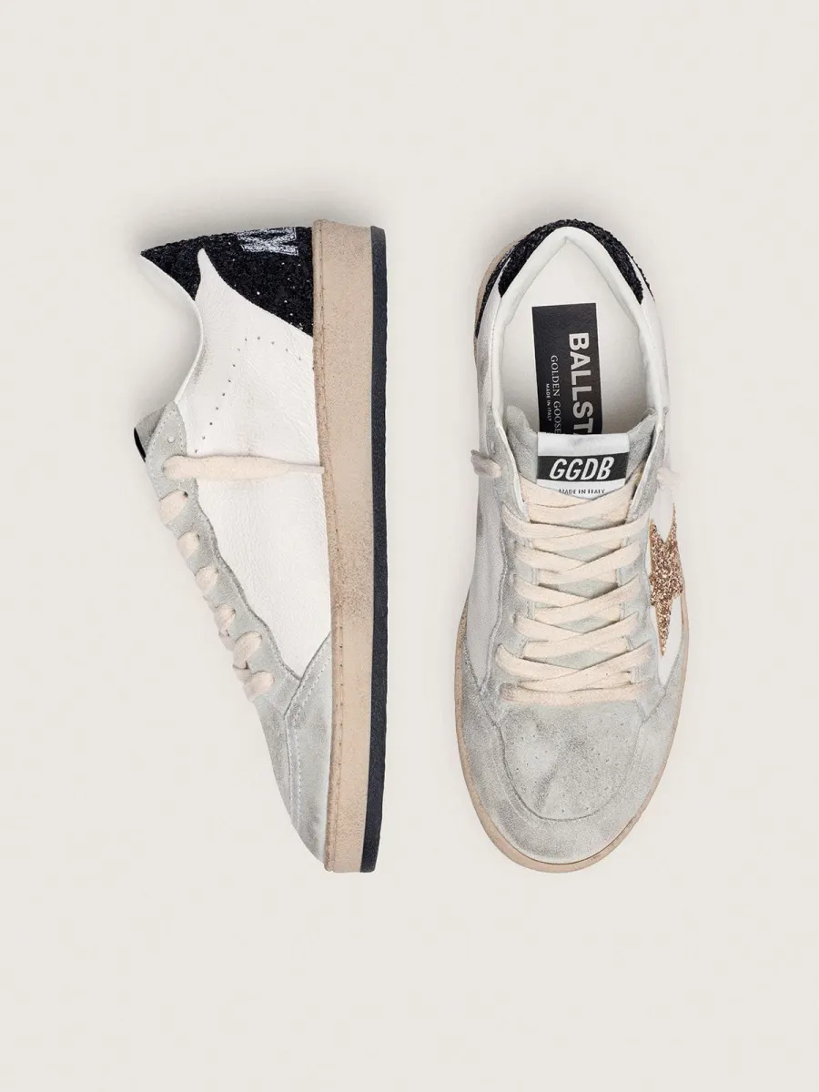 Ball Star Donna in nappa e suede con stella in glitter e talloncino nero