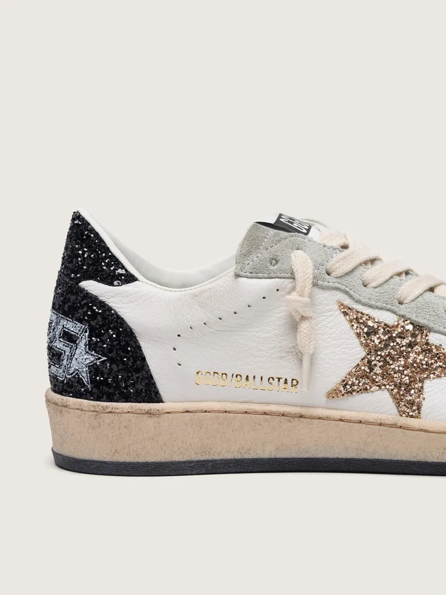 Ball Star Donna in nappa e suede con stella in glitter e talloncino nero