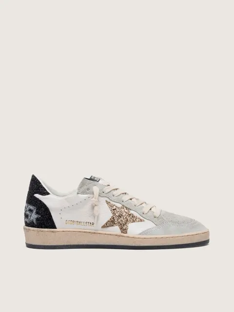 Ball Star Donna  in nappa e suede con stella in glitter e talloncino nero