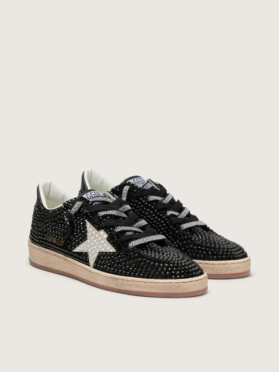 Ball Star in suede nera con stella bianca e cristalli Swarovski