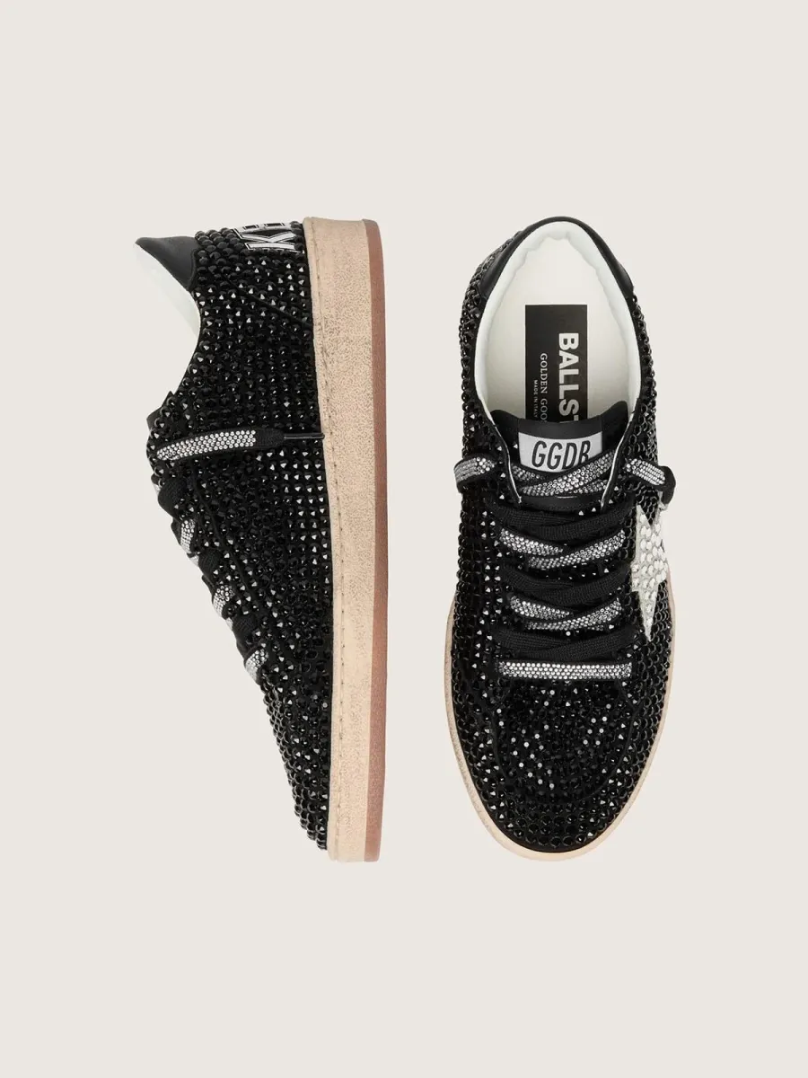 Ball Star in suede nera con stella bianca e cristalli Swarovski