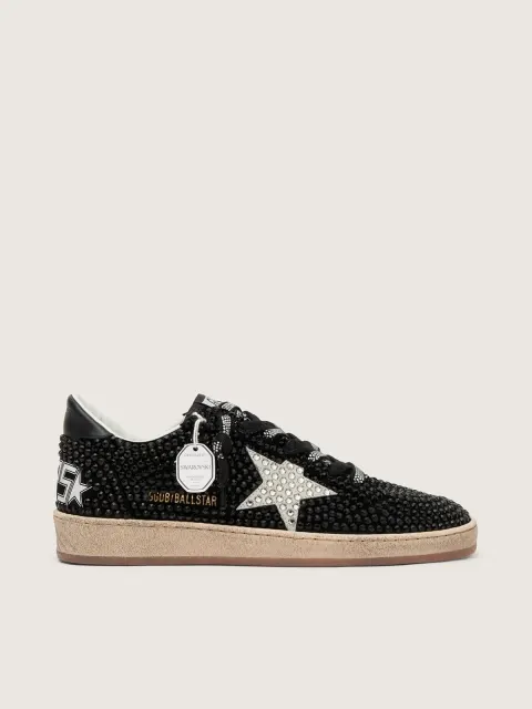 Ball Star in suede nera con stella bianca e cristalli Swarovski