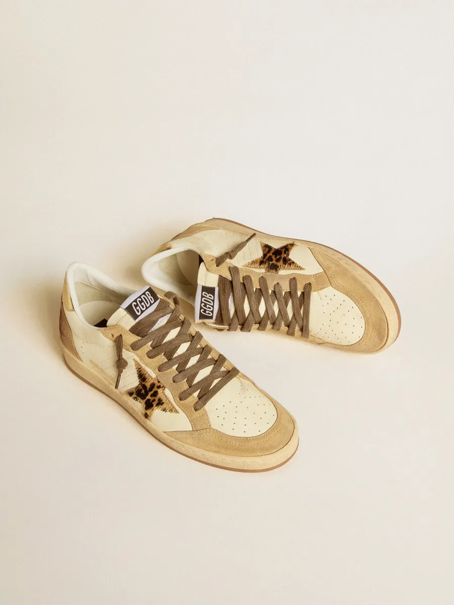 Ball Star Donna in nappa e suede con stella in cavallino e talloncino laminato