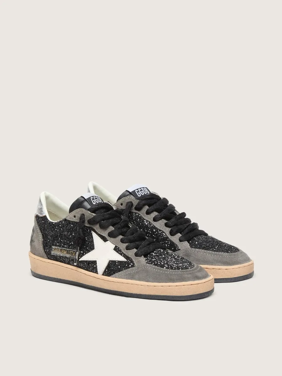 Ball Star Donna in glitter con stella in pelle e talloncino in pelle laminata