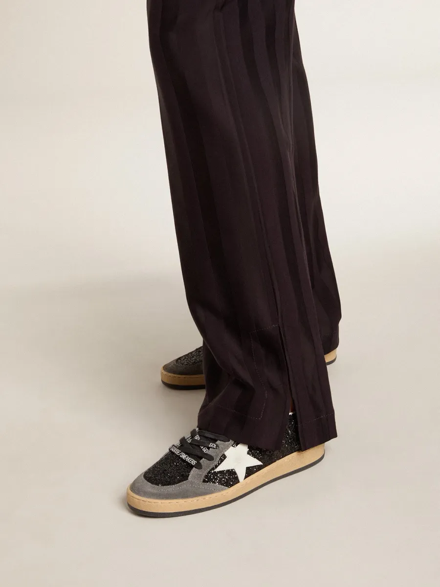 Ball Star Donna in glitter con stella in pelle e talloncino in pelle laminata