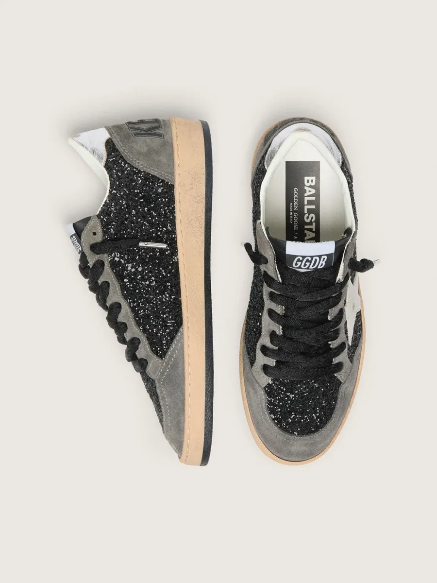 Ball Star Donna in glitter con stella in pelle e talloncino in pelle laminata
