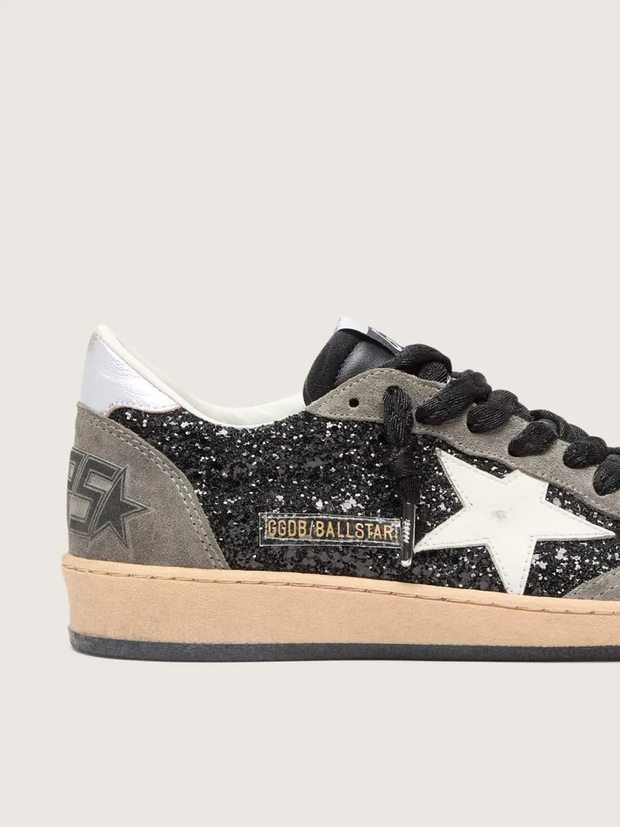 Ball Star Donna in glitter con stella in pelle e talloncino in pelle laminata