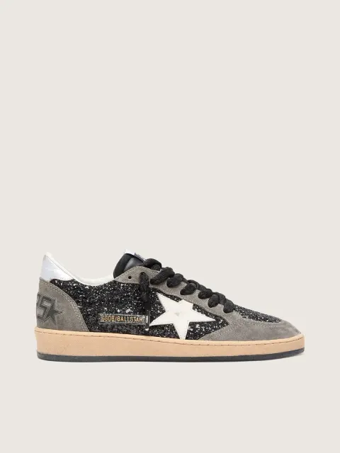 Ball Star Donna in glitter con stella in pelle e talloncino in pelle laminata