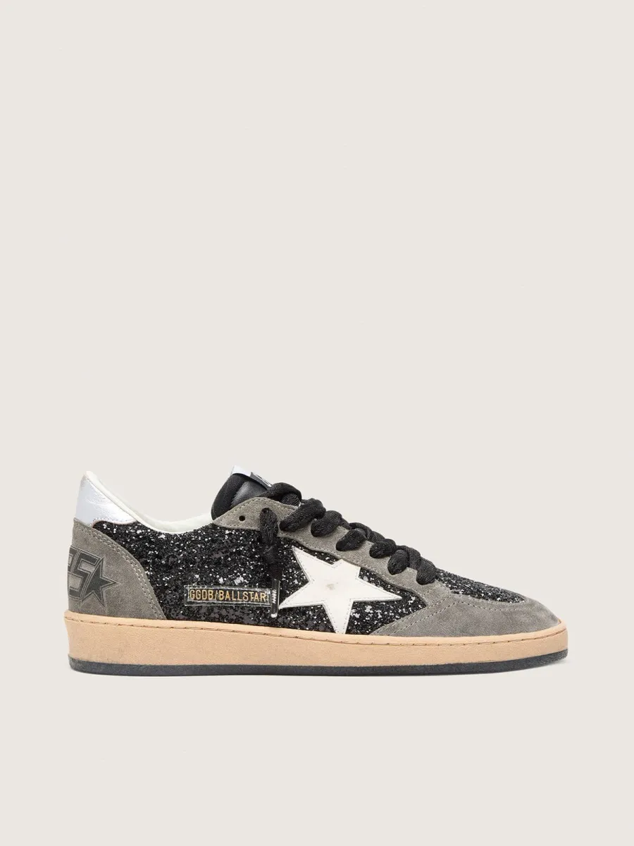 Ball Star Donna in glitter con stella in pelle e talloncino in pelle laminata
