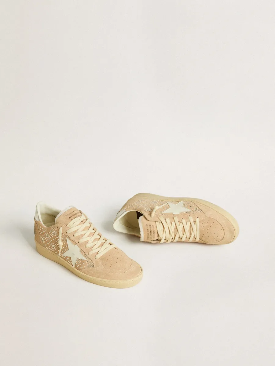 Ball Star in suede con cristalli Swarovski e stella in pelle e talloncino laminato