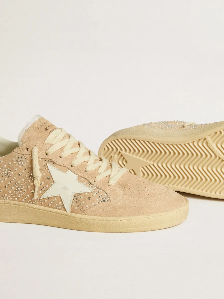 Ball Star in suede con cristalli Swarovski e stella in pelle e talloncino laminato