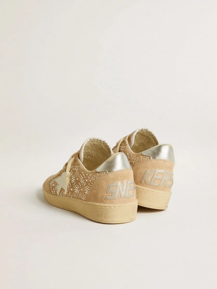 Ball Star in suede con cristalli Swarovski e stella in pelle e talloncino laminato
