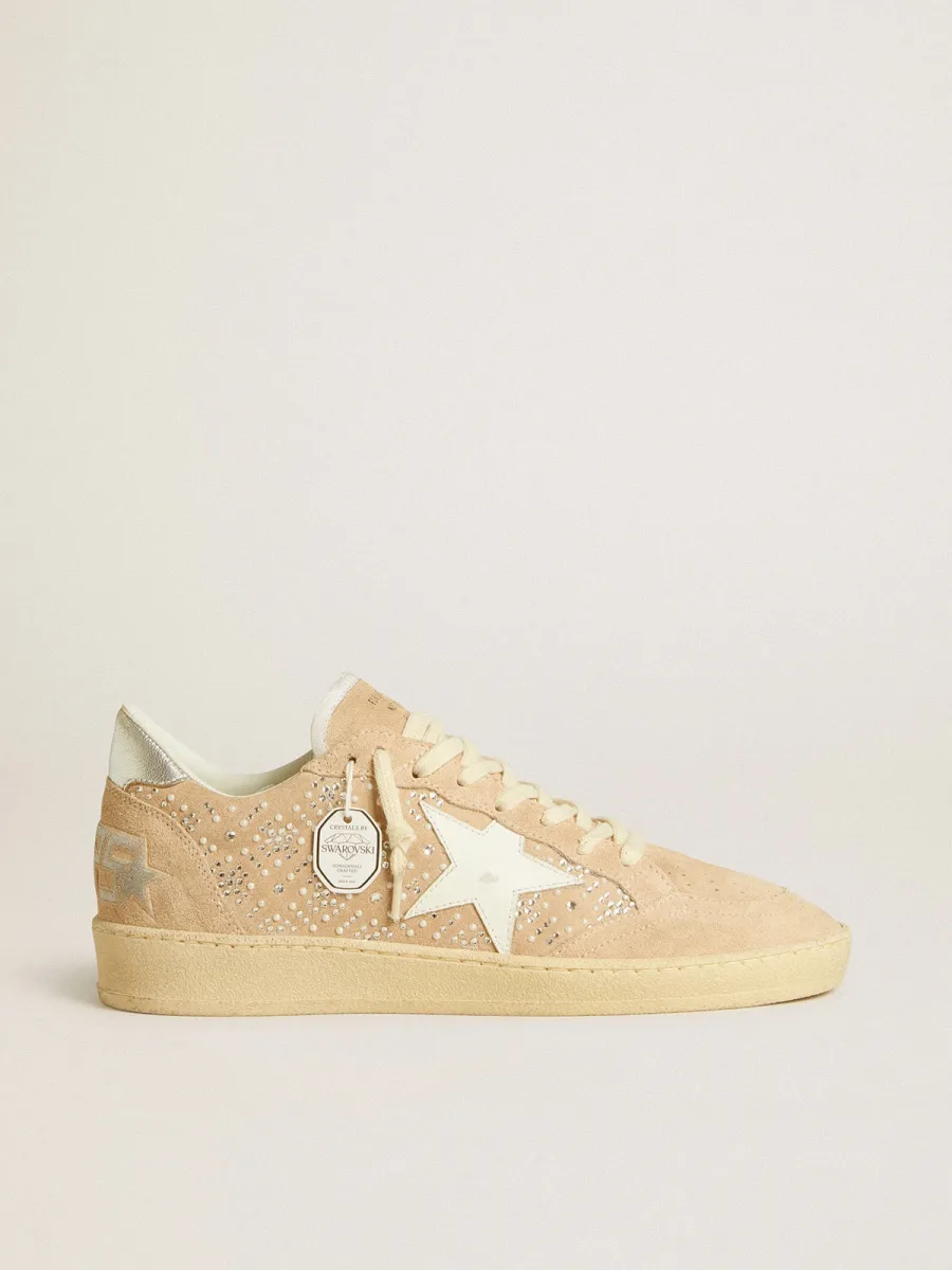 Ball Star in suede con cristalli Swarovski e stella in pelle e talloncino laminato