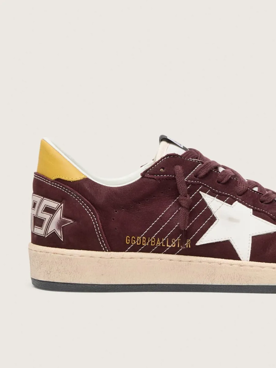 Ball Star Donna in nabuk cioccolato con stella e talloncino in pelle