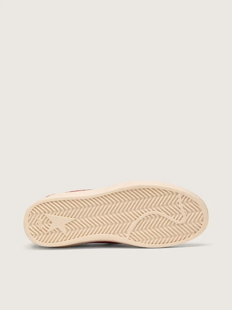 Ball Star in suede rosso con stella e talloncino in pelle bianca