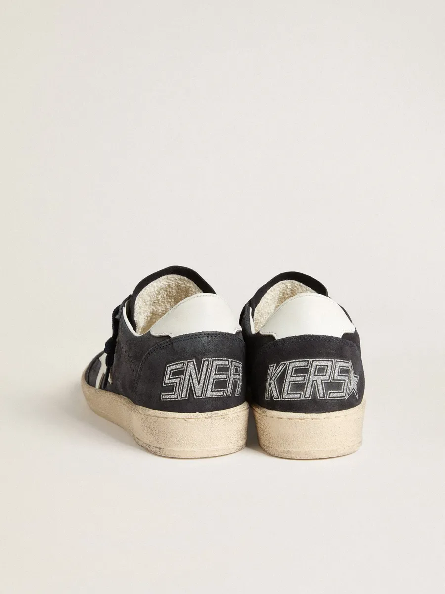 Ball Star Donna in suede blu scuro con stella e talloncino in pelle
