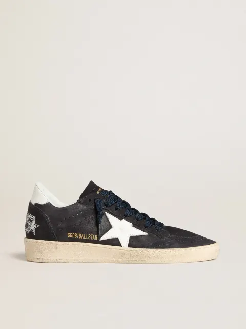 Ball Star Donna in suede blu scuro con stella e talloncino in pelle