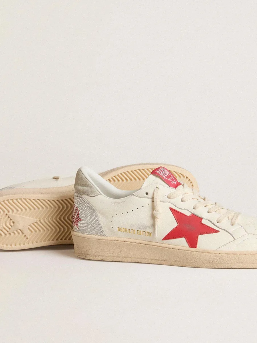 Ball Star Donna San Valentino con stella in pelle rossa e scritta rossa Swarovski