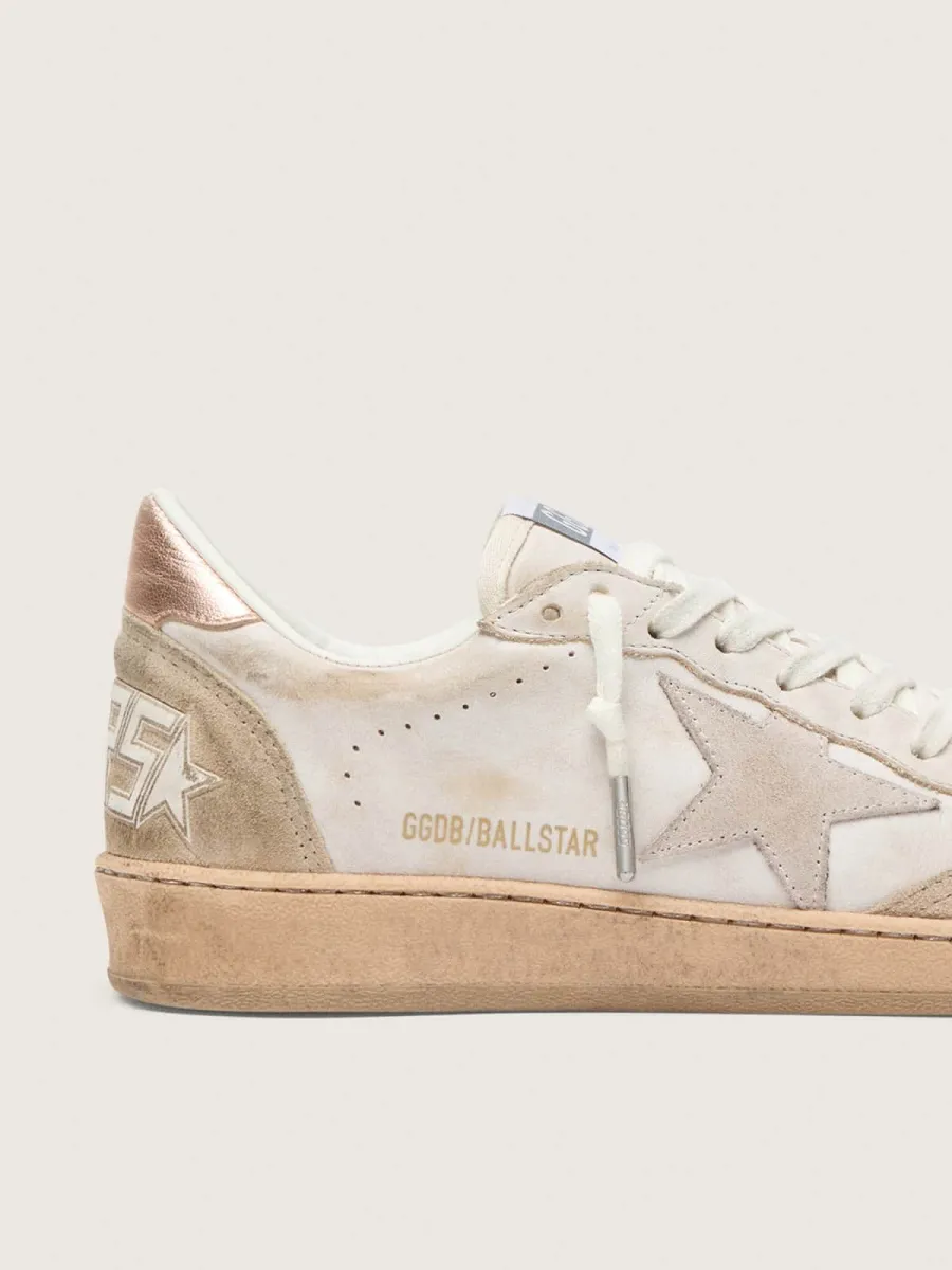 Ball Star con stella in suede rosa e bordi glitter argento e talloncino oro rosa