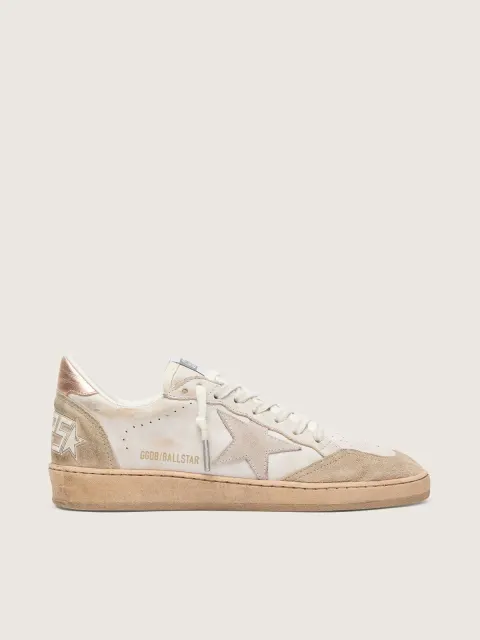 Ball Star con stella in suede rosa e bordi glitter argento e talloncino oro rosa