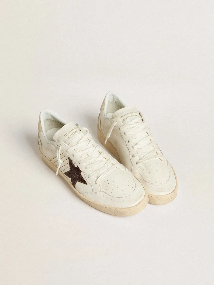 Ball Star con stella in pelle con stampa cocco bordeaux e talloncino oro