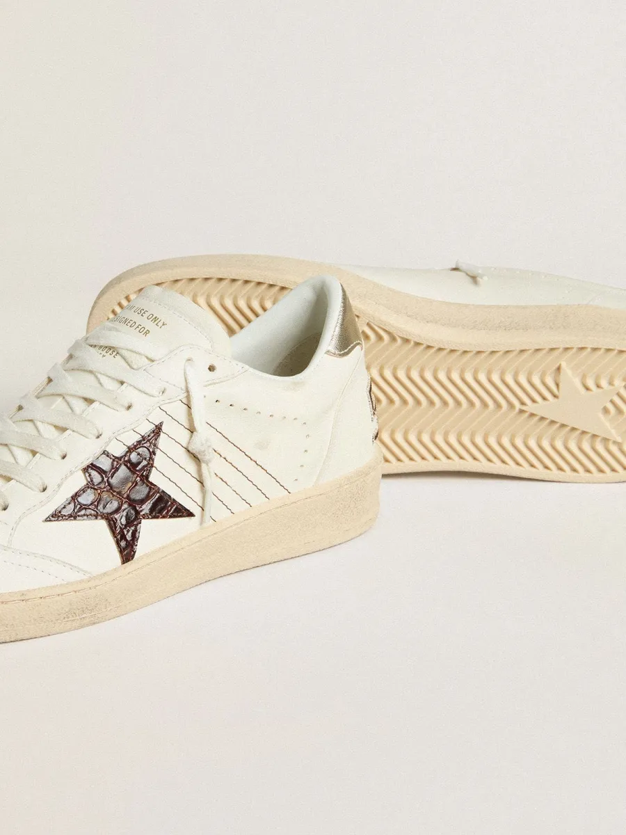 Ball Star con stella in pelle con stampa cocco bordeaux e talloncino oro