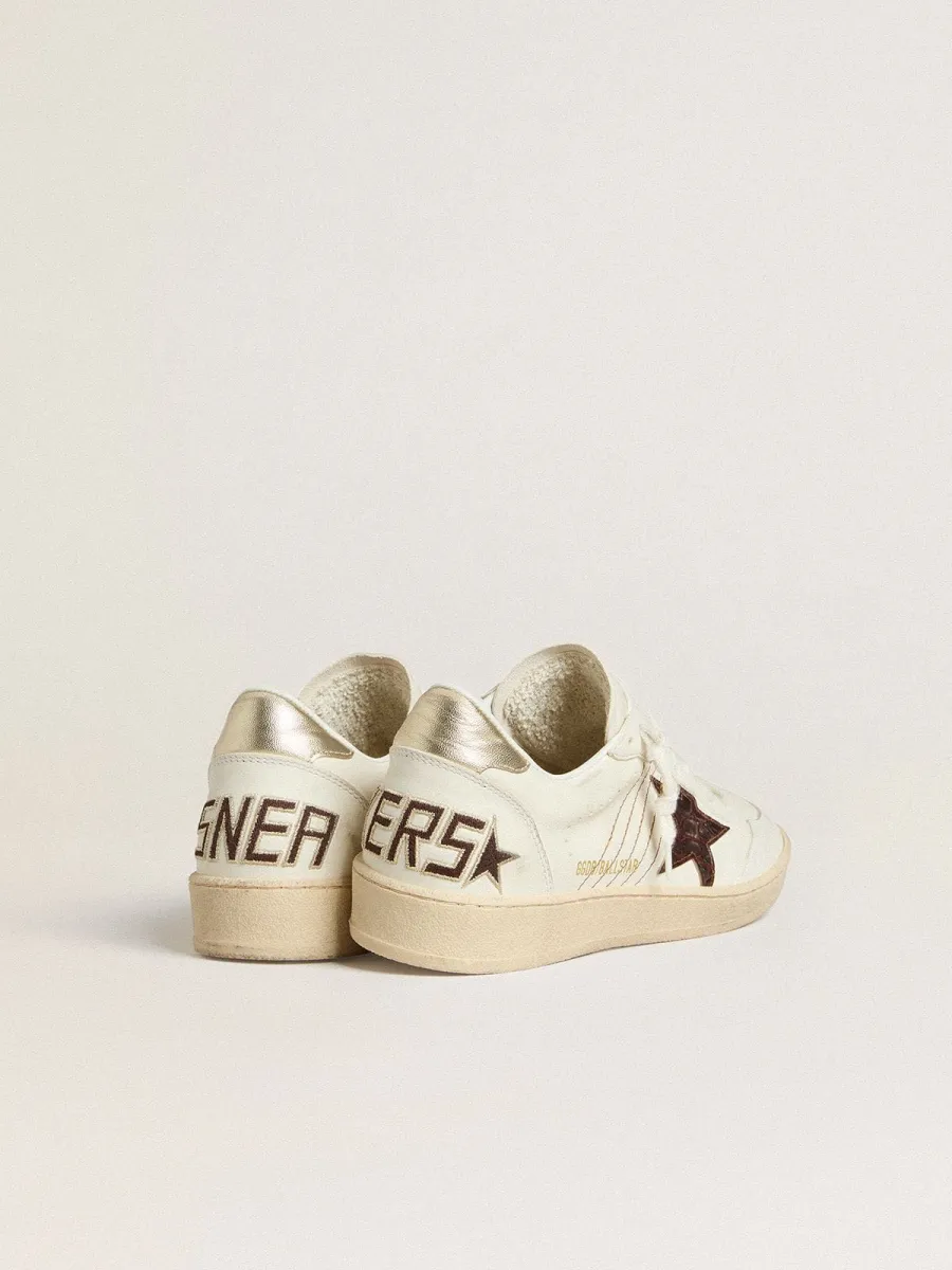 Ball Star con stella in pelle con stampa cocco bordeaux e talloncino oro