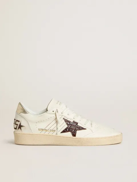 Ball Star con stella in pelle con stampa cocco bordeaux e talloncino oro