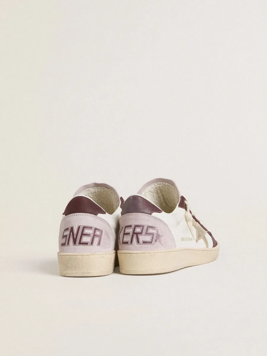 Ball Star LTD Donna in nappa con stella in pelle laminata platino e talloncino in pelle nabuk bordeaux