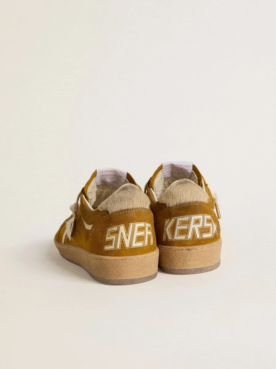 Ball Star Donna in suede con stella in pelle beige e talloncino in cavallino