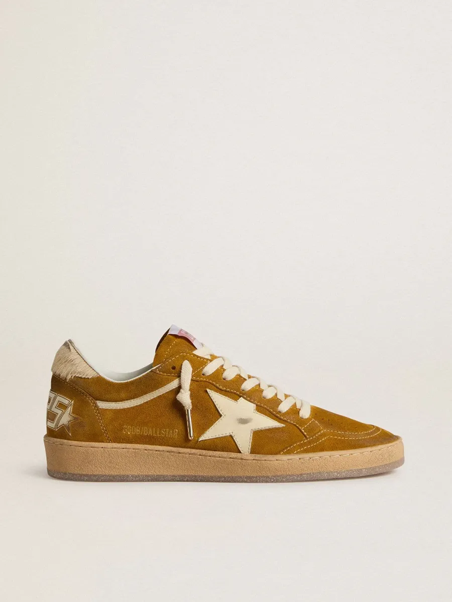 Ball Star Donna in suede con stella in pelle beige e talloncino in cavallino