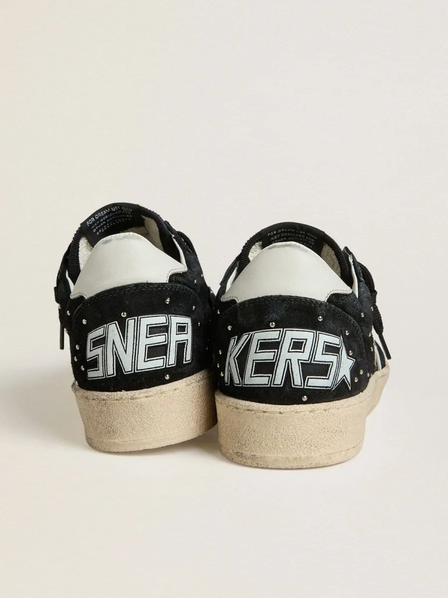 Ball Star Donna in suede nero con borchie e stella in pelle bianca