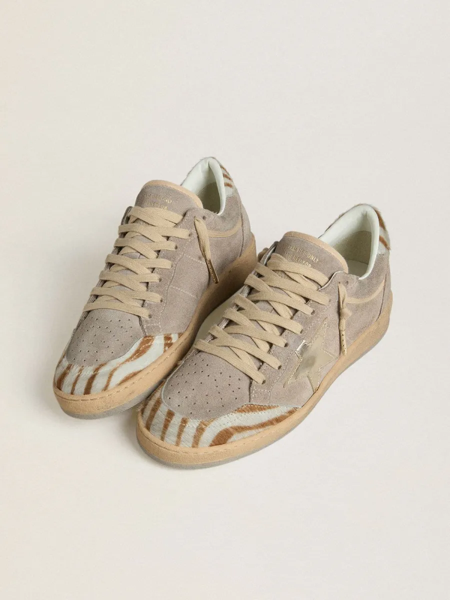 Ball Star Donna LTD in suede con stella in pelle laminata e talloncino in cavallino zebrato