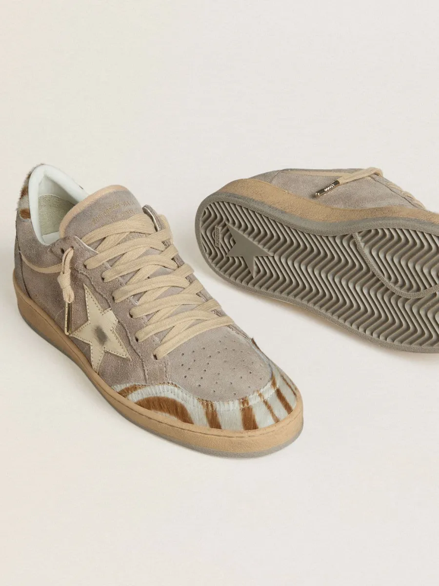 Ball Star Donna LTD in suede con stella in pelle laminata e talloncino in cavallino zebrato