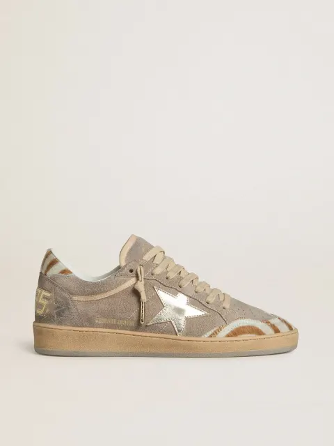 Ball Star Donna LTD in suede con stella in pelle laminata e talloncino in cavallino zebrato