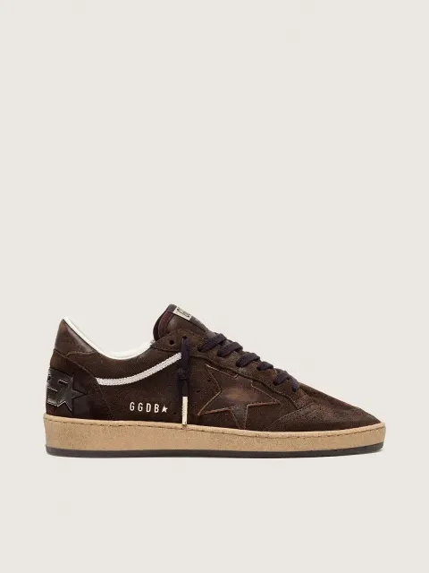 Ball Star Donna in suede marrone con stella e talloncino in pelle marrone