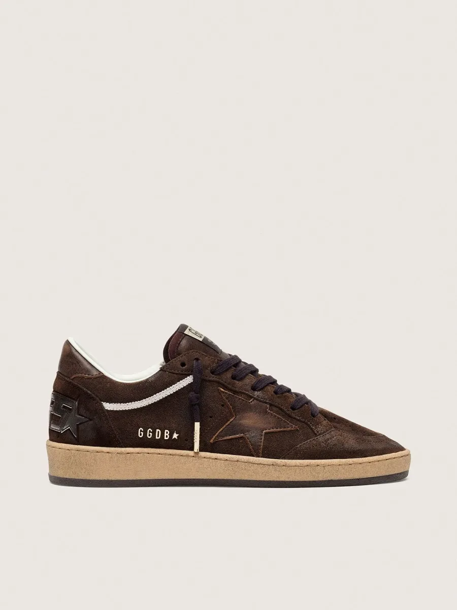 Ball Star Donna in suede marrone con stella e talloncino in pelle marrone