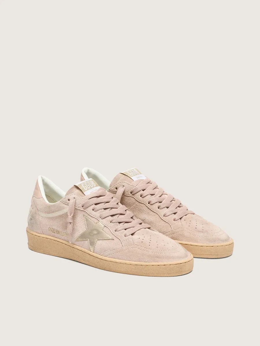 Ball Star donna in suede rosa cipria con stella laminata oro