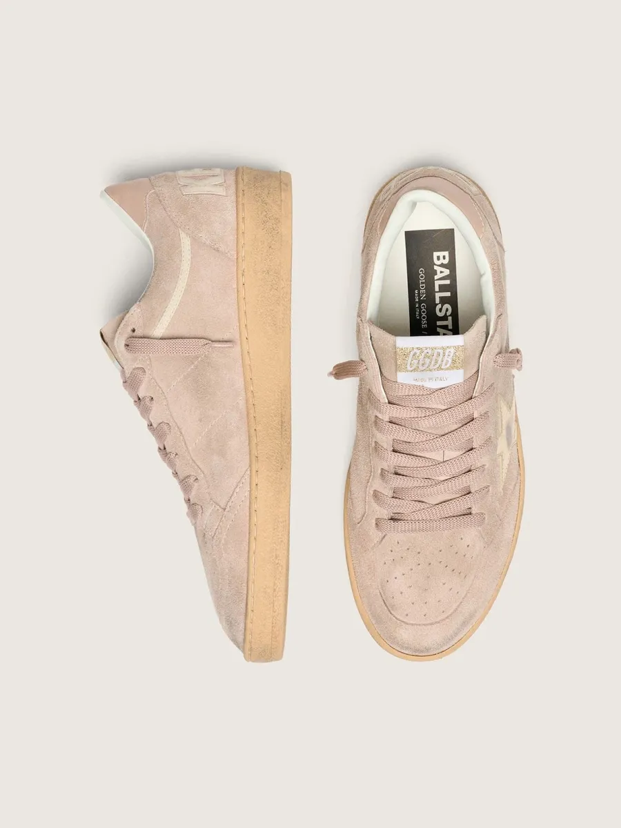 Ball Star donna in suede rosa cipria con stella laminata oro