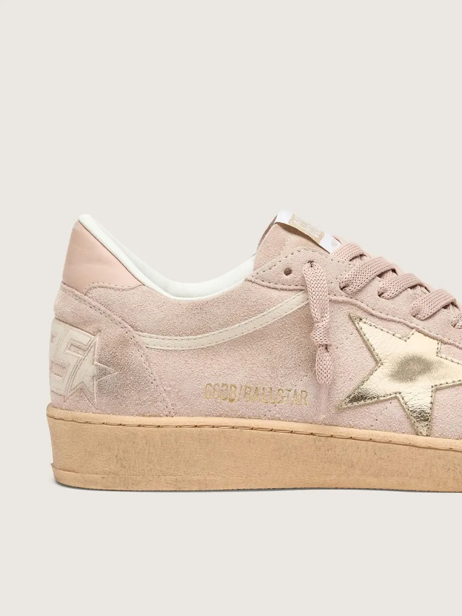 Ball Star donna in suede rosa cipria con stella laminata oro