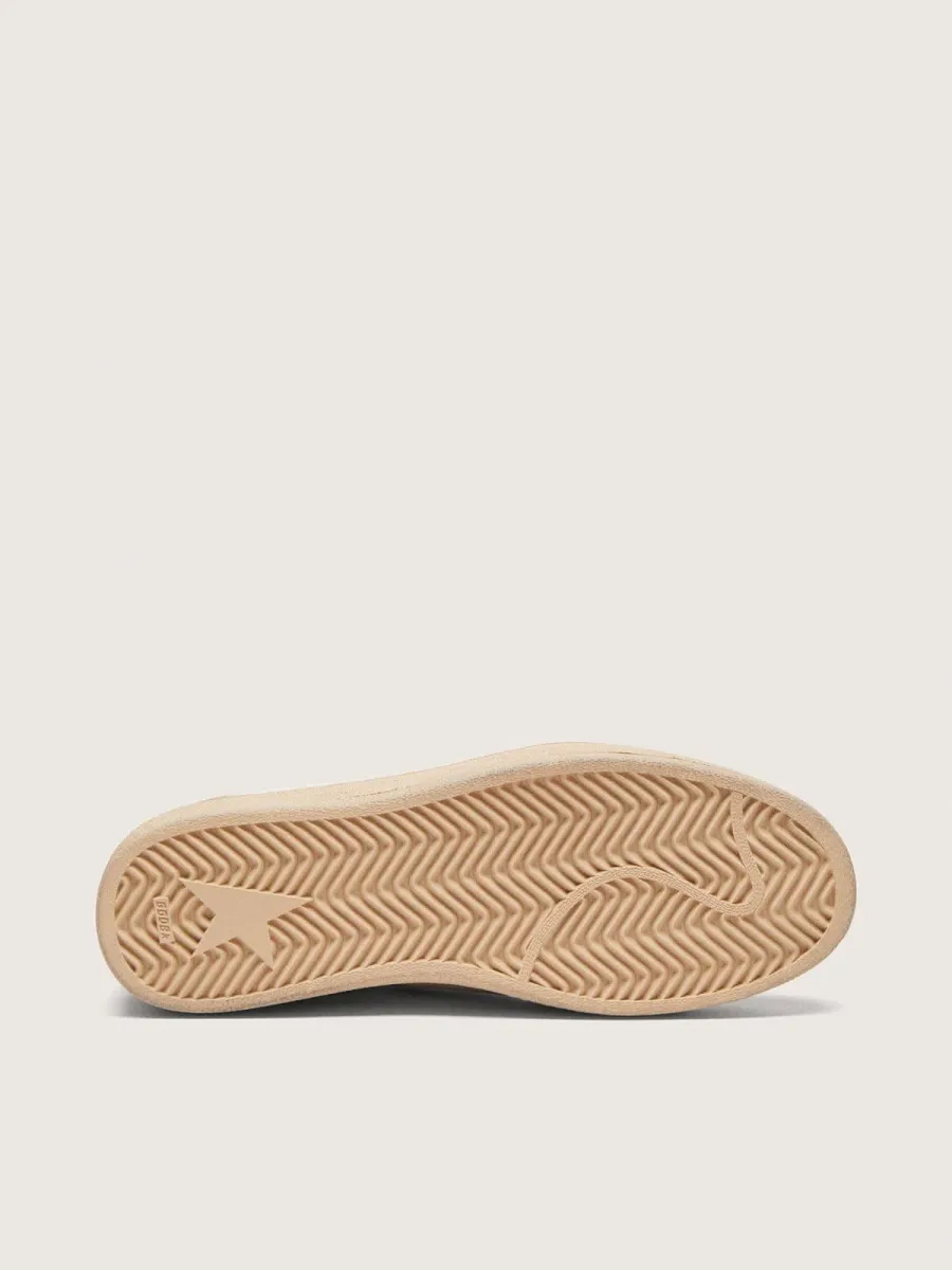 Ball Star donna in pelle crema con stella in pelle mattone e inserti in suede