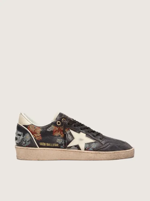 Ball Star LTD donna in nappa ebano con stella bianca con ricamo multicolor