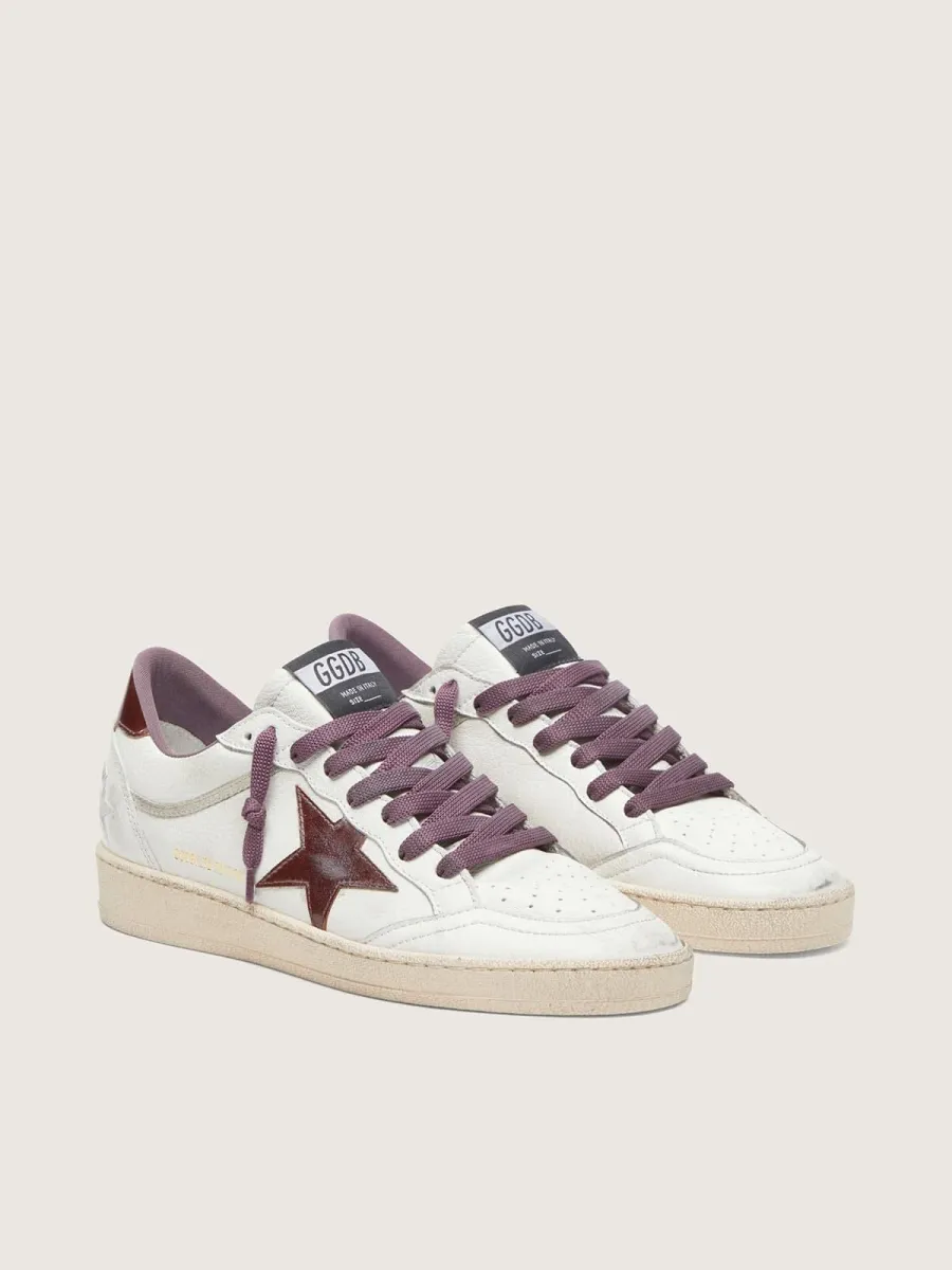 Ball Star LTD donna in pelle bianca con stella in pelle burgundy